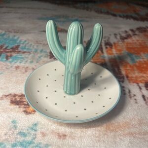 Cactus Ring Holder with Polka Dot Dish